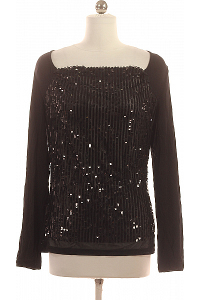 APRIORI Dámská černá halenka s flitry a dlouhým rukávem elegantní Velikost 36 | APRIORI | obrázek 2