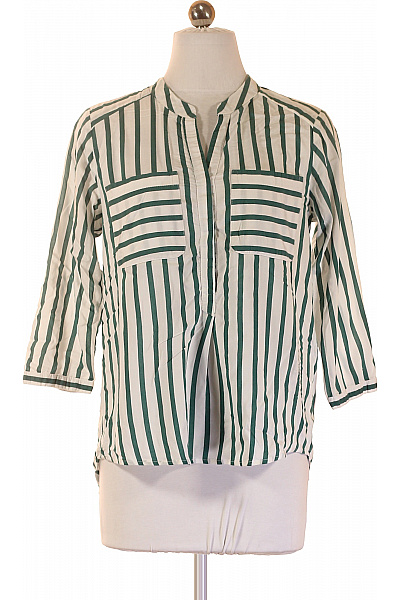 VERO MODA Dámská pruhovaná halenka se stojáčkem a kapsami zelená Vel. S | VERO MODA | obrázek 2