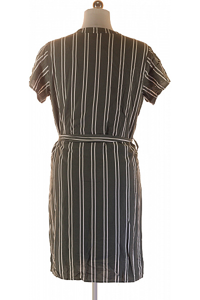 OBJECT Zelené dámské košilové šaty svislé proužky s páskem Velikost 38 | OBJECT | obrázek 3