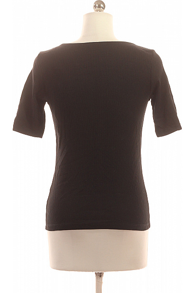 Dámské černé žebrované tričko s krátkým rukávem a knoflíky Velikost XS | Unimoda | obrázek 2