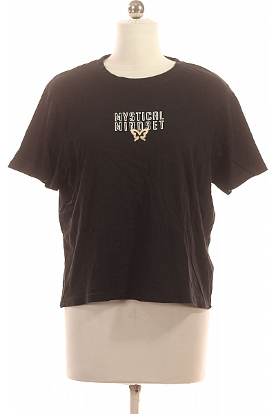 CLOCKHOUSE Dámské černé Tričko S Krátkým Rukávem A Potiskem Motýl Vel. S