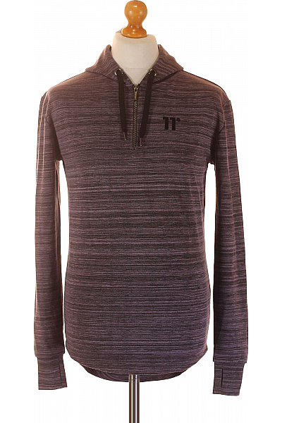 Pánská Viskózová Mikina S Kapucí Pruhovaná šedá Streetwear Velikost M