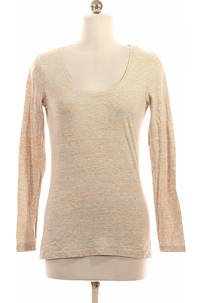 Esmara Dámské Tričko Dlouhý Rukáv Melír Béžové Oranžové Basic Vel. 36/38