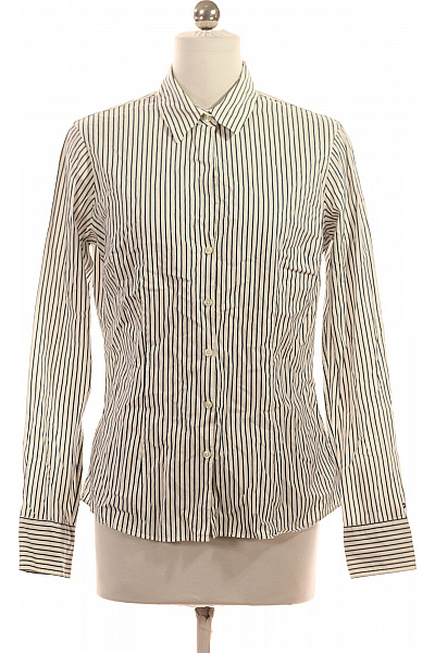 TOMMY HILFIGER Dámská košile s dlouhým rukávem bílá černá pruhovaná vypasovaná business Velikost 8 | TOMMY HILFIGER | obrázek 2