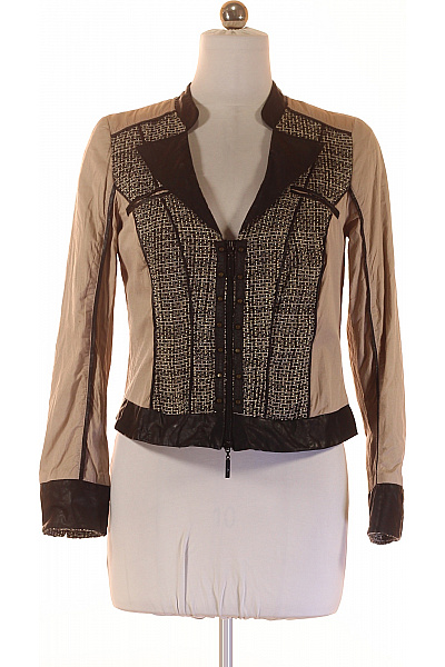 Biba Dámská Béžová černobílá Krátká Přechodová Bunda Stylová Tvíd Vel. DE 38