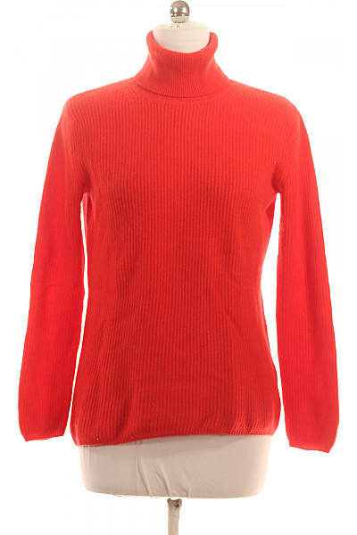 LAWRENCE GREY Dámský Kašmírový žebrovaný Rolák Teplý Oranžový Přes Hlavu Vel. 40