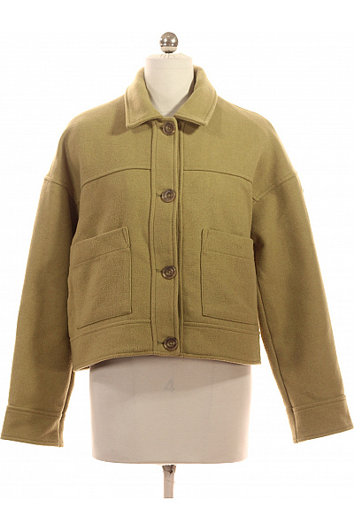 DreiMaster Dámský Polyesterový Krátký Kabát Khaki Moderní Stylový Flaušový Bundokabát Vel. S