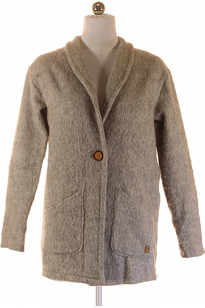 DESIRES Dámský šedý Polyesterový Flaušový Krátký Kabát Podzimní Moderní Velikost M