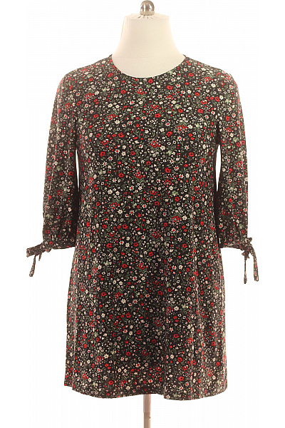 MANGO Černé květované šaty s dlouhým rukávem a vázáním Vel. L | MANGO | obrázek 2