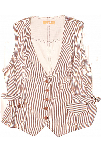 Biba Dámská krátká vesta proužkovaná béžová hnědá elegantní se zapínáním Velikost 40 | Biba | obrázek 2