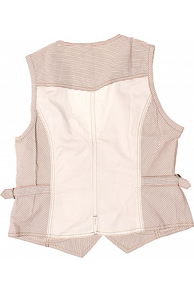 Biba Dámská krátká vesta proužkovaná béžová hnědá elegantní se zapínáním Velikost 40 | Biba | obrázek 3