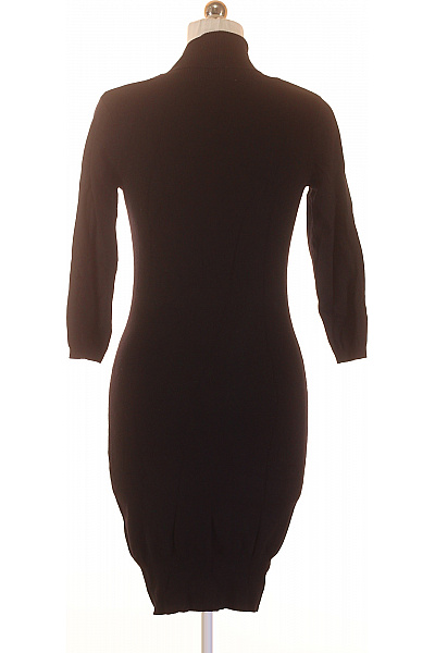 MORGAN Černé úpletové šaty s dlouhým rukávem a véčkovým výstřihem Vel. M | MORGAN | obrázek 2