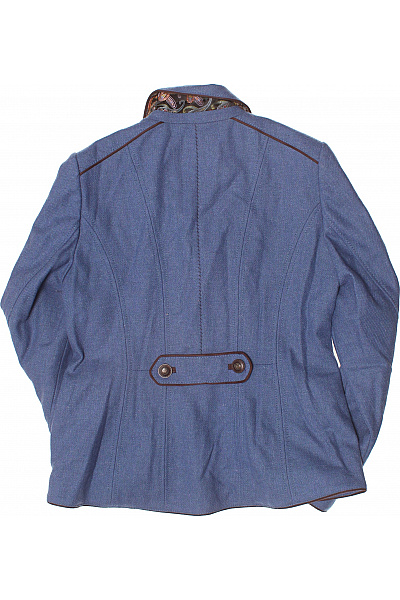 MADELEINE Vlněné modré sako dámské podzimní elegantní vypasované s hnědým lemováním Vel. 40 | MADELEINE | obrázek 3