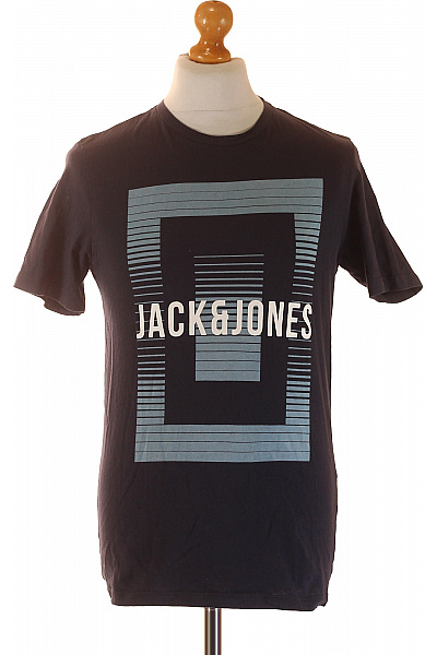 JACK & JONES Pánské bavlněné tričko tmavě modré s krátkým rukávem a potiskem Vel. M | JACK & JONES | obrázek 2
