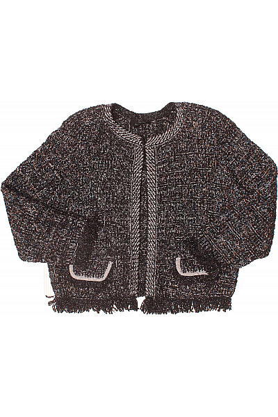 ANN TAYLOR Černobílý krátký třpytivé sako ležérní elegantní bez límce Vel. M | ANN TAYLOR | obrázek 2