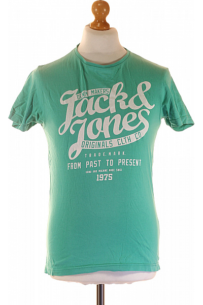 JACK & JONES Pánské Tričko Zelené Second Hand Vel. M