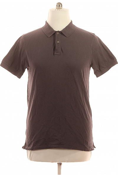VINTAGE Pánské Hnědé Polo Tričko S Krátkým Rukávem Basic Jednobarevné Velikost L
