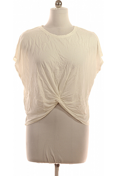 LAWRENCE GREY Dámské viskózové tričko krémové jednobarevné basic s krátkým rukávem s uzlem Velikost 40 | LAWRENCE GREY | obrázek 2
