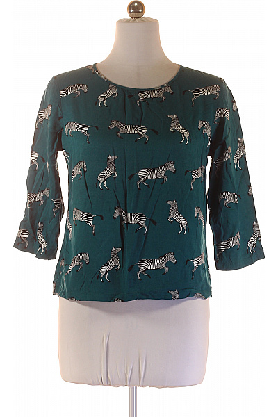 Sugarhill Zelená halenka se zebrami 3/4 rukáv volná vzorovaná Vel. 38 | Sugarhill | obrázek 2