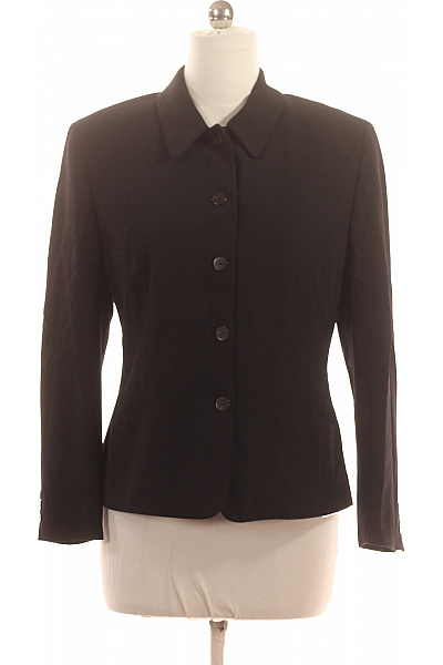 ST.EMILE Vlněné černé Elegantní Vypasované Sako Business Jednořadé Velikost 40