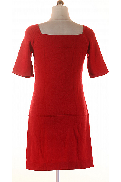 SISLEY Červené pletené mini šaty s krátkým rukávem a kapsami Vel. S | SISLEY | obrázek 2