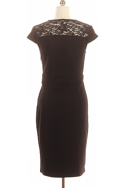 Černé pouzdrové šaty s krátkým rukávem a páskem Velikost XS | Unimoda | obrázek 2