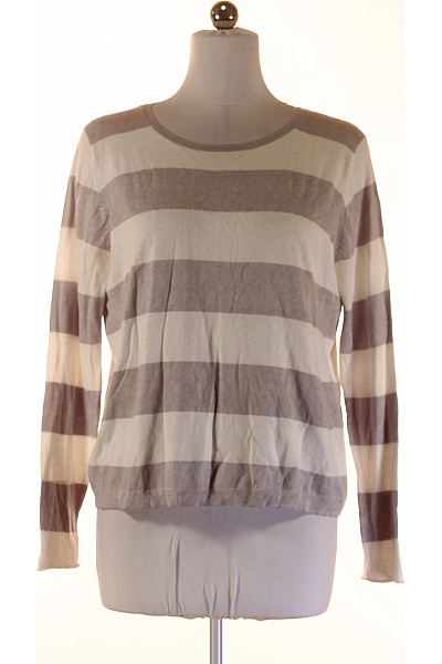 COMMA Dámský Pruhovaný Pulovr S Dlouhým Rukávem Béžový šedý Velikost 42