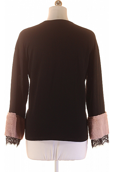 ZARA Černá pletená halenka s kožíškovými manžetami a krajkou Vel. S | ZARA | obrázek 2