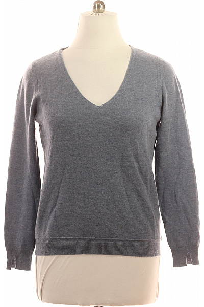 LAWRENCE GREY Dámský šedý Pulovr Basic S Výstřihem Do V Pletený Elegantní Vel. XL