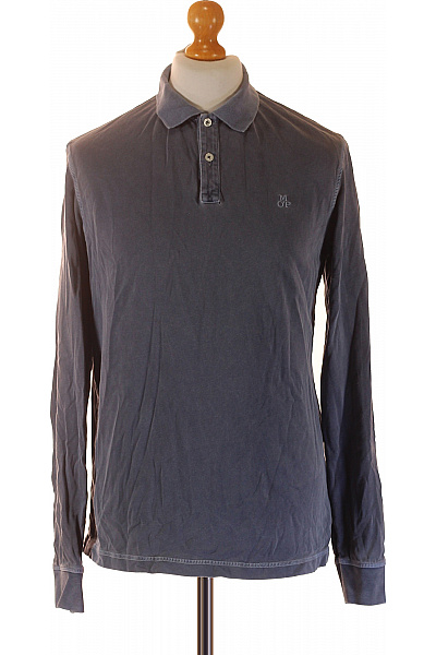 Marc O´Polo Pánské Bavlněné Modré Polo Tričko S Dlouhým Rukávem A Výšivkou Velikost EU M