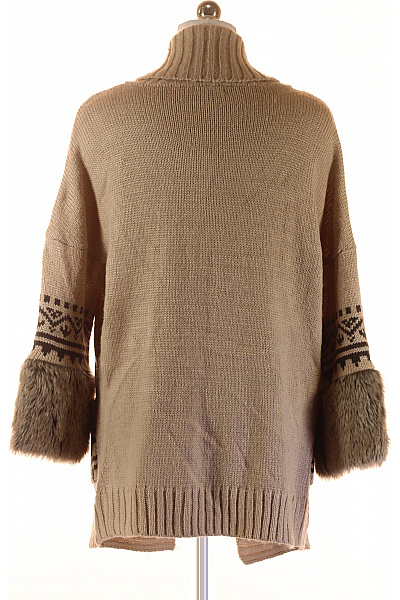 BRAVE SOUL Dámský béžový pletený kardigan s norským vzorem a kožíškem Vel. 40 | BRAVE SOUL | obrázek 2