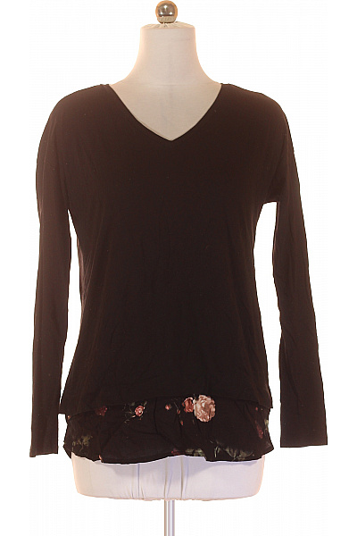 s.OLIVER Černá dámská halenka s dlouhým rukávem a květinovým volánem Velikost L | s.OLIVER | obrázek 2