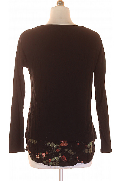 s.OLIVER Černá dámská halenka s dlouhým rukávem a květinovým volánem Velikost L | s.OLIVER | obrázek 3