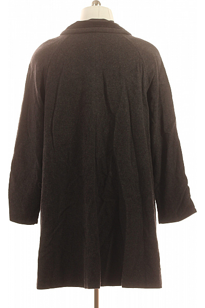 Vlněný dámský dlouhý kabát šedý elegantní s kožešinovým límcem Vel. 40 | Unimoda | obrázek 3