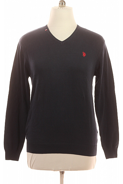 U.S.POLO ASSN. Pánský bavlněný tmavě modrý pulovr do véčka s logem Vel. XL | U.S.POLO ASSN. | obrázek 2