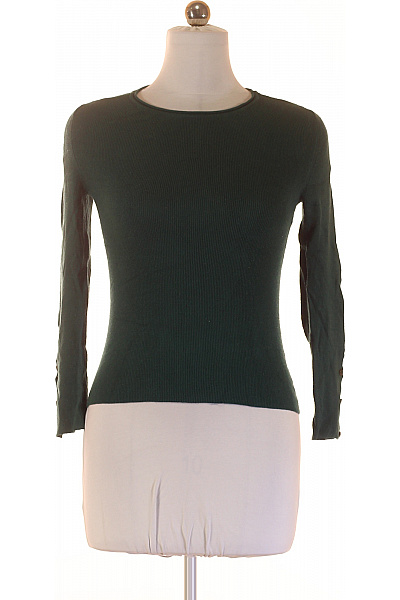 ONLY Dámská Tmavě Zelená žebrovaná Pletená Halenka S Dlouhým Rukávem Velikost M