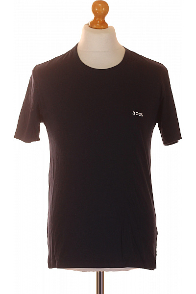 Hugo Boss Pánské bavlněné černé tričko basic s krátkým rukávem a nápisem Vel. l | Hugo Boss | obrázek 2