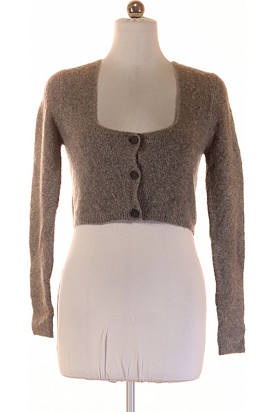 ZARA Krátký šedý Huňatý Pletený Kardigan Na Knoflíky Velikost M