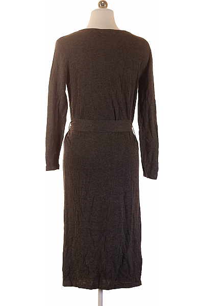 MANGO Dámské pletené šaty s dlouhým rukávem a páskem šedé volnočasové Velikost S | MANGO | obrázek 2