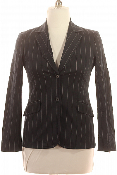 BENETTON Černé bavlněné sako pruhované vypasované business elegantní Vel. 46 | BENETTON | obrázek 2