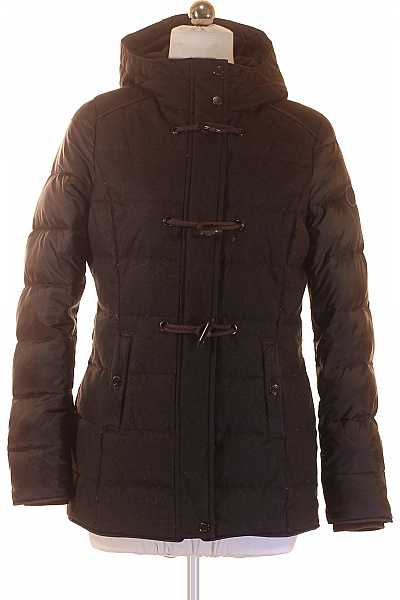 S.OLIVER Dámská černá Péřová Puffer Parka S Kapucí Prošívaná Zateplená Vel. DE 38
