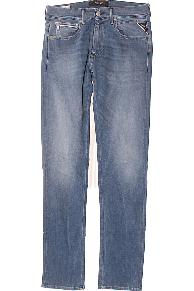 REPLAY Dámské Modré Džíny Rovné Seprané S Kapsami Velikost 30