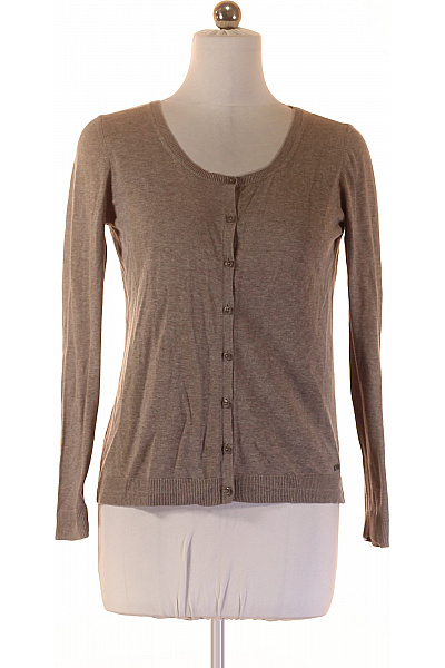 S.OLIVER Dámský Hnědý Basic žebrovaný Lehký Kardigan Na Knoflíky Velikost DE 42