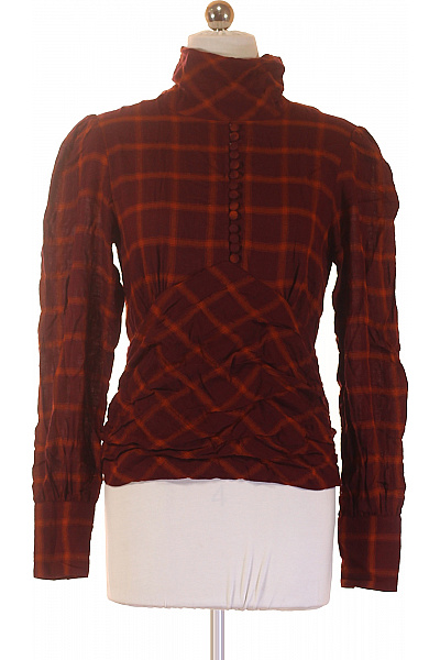 BIRGITTE HERSKIND Dámské tričko s dlouhým rukávem červené kostkované bavlněné vintage Vel. 34 | BIRGITTE HERSKIND | obrázek 2