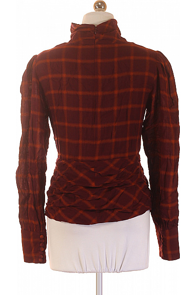 BIRGITTE HERSKIND Dámské tričko s dlouhým rukávem červené kostkované bavlněné vintage Vel. 34 | BIRGITTE HERSKIND | obrázek 3