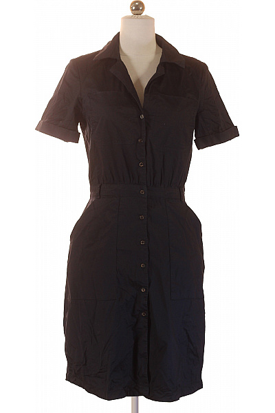 MANGO Černé Košilové šaty Krátké S Kapsami Denní Vel. M