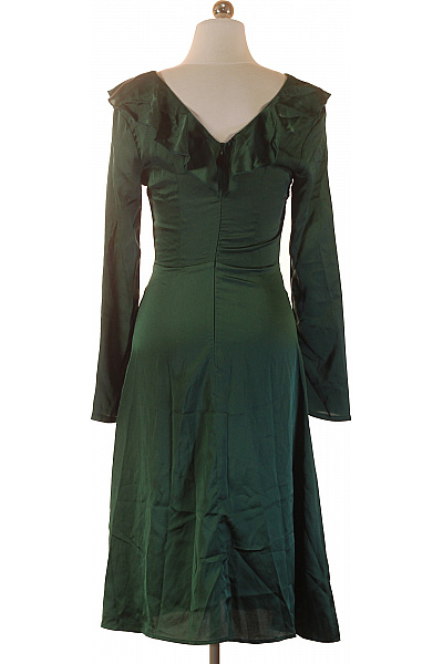 Missguided dámské šaty s dlouhým rukávem elegantní zelené sametové koktejlové Vel. 34 | Missguided | obrázek 2