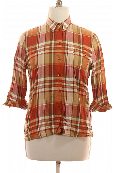 BONITA Dámská viskózová kostkovaná košile oranžová béžová ležérní regular fit Vel. L | BONITA | obrázek 2