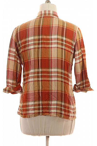 BONITA Dámská viskózová kostkovaná košile oranžová béžová ležérní regular fit Vel. L | BONITA | obrázek 3