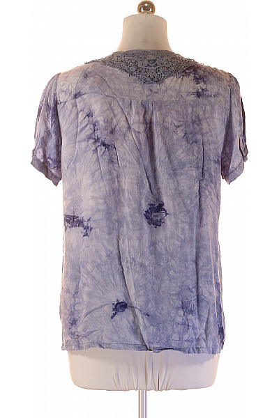 Dámská modrá tie-dye halenka s krátkým rukávem a krajkou Vel. XL | Unimoda | obrázek 3